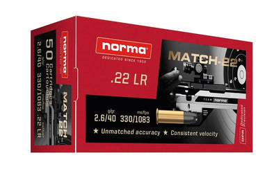 NORMA 22LR MATCH-22 LRN 40GR (500 BRICK)