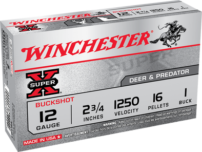 WINCHESTER 12G (NO. 1) 16 PELLET SUPER X BUCKSHOT