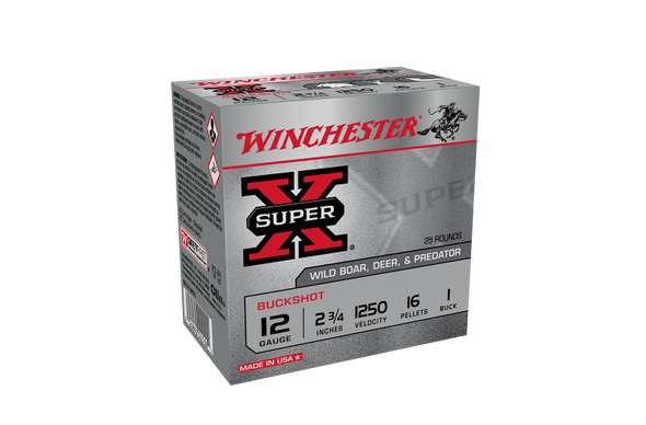 WINCHESTER 12G (NO. 1) 16 PELLET SUPER X BUCKSHOT (25PK)