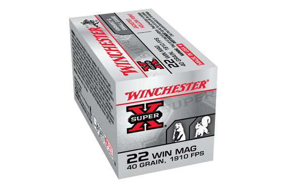 WINCHESTER 22 WMR SUPER X 40GR JACKETED HOLLOW POINT 1910FPS (50PK)