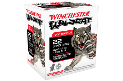 WINCHESTER 22LR WILDCAT 40GR COPPER PLATED HP 1255FPS (500 BRICK)