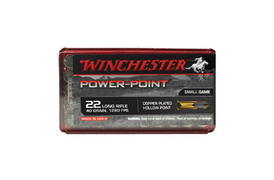 WINCHESTER 22LR POWER POINT 40GR COPPER PLATED HOLLOW POINT 1280FPS (50PK)