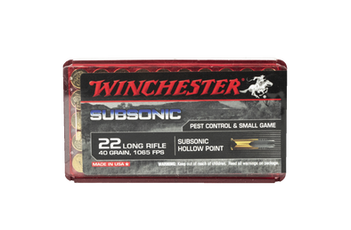 WINCHESTER 22LR SUBSONIC 40GR HOLLOW POINT 1065FPS (50PK)