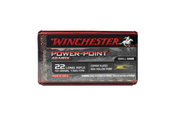 WINCHESTER 22LR POWER POINT 42GR COPPER PLATED HOLLOW POINT 1320FPS (50PK)