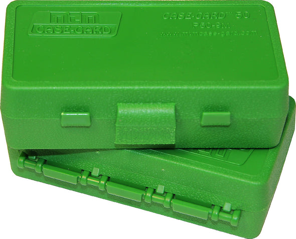 MTM 50RD AMMO BOX PISTOL 9MM [CLR:GREEN]