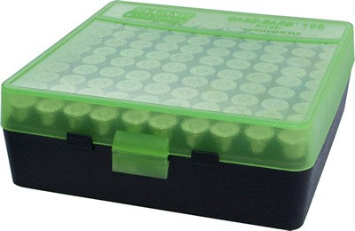 MTM 100RD AMMO BOX PISTOL 38 / 357 [CLR:GREEN / BLACK]
