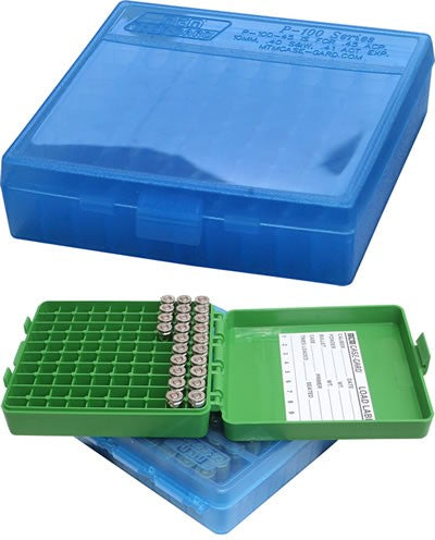 MTM 100RD AMMO BOX PISTOL 38 / 357 [CLR:BLUE]