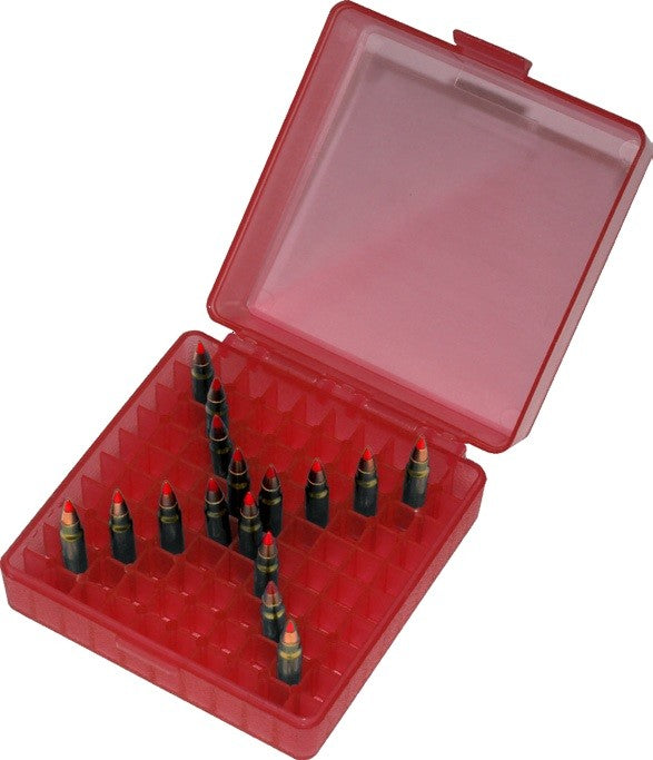 MTM 100RD AMMO BOX RIFLE 22WMR [CLR:RED]