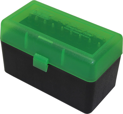 MTM 50RD AMMO BOX RIFLE SML 22-250 / 6mmBR [CLR:GREEN / BLACK]