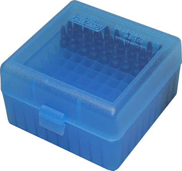 MTM 100RD AMMO BOX DELUXE RIFLE MED 308 [CLR:BLUE]