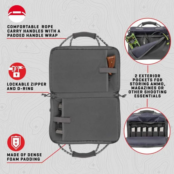 ALLEN ROLLINS DOUBLE HANDGUN CASE 14" GREY
