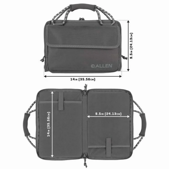 ALLEN ROLLINS DOUBLE HANDGUN CASE 14" GREY