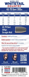 NOSLER WHITETAIL AMMO 45-70 GOVT 300GR SW