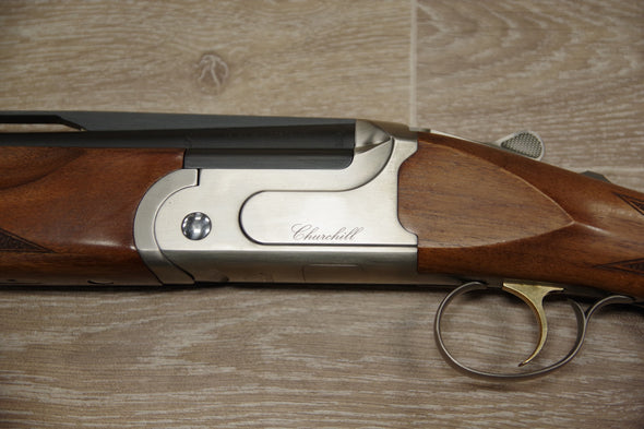 S/H AKKAR CHURCHILL TRAP O/U ADJUSTABLE STOCK SHOTGUN 12G (FK064)