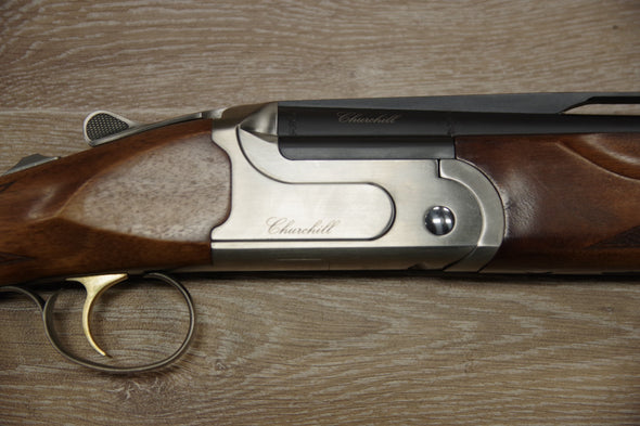 S/H AKKAR CHURCHILL TRAP O/U ADJUSTABLE STOCK SHOTGUN 12G (FK064)