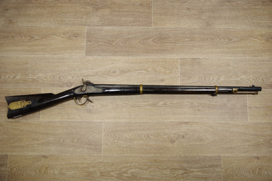 S/H ARMI JAGER 1861 2 BAND MUZZLE LOADER RIFLE 58 CAL (FE424).