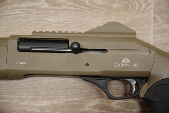 S/H DICKINSON T1000 FDE L/H STRAIGHT PULL SHOTGUN 12G (FP260)