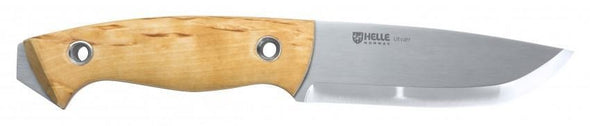 HELLE UTVAER 102mm SANDVIK 12C27 S/STELL BLADE, CURLY BIRCH HANDLE