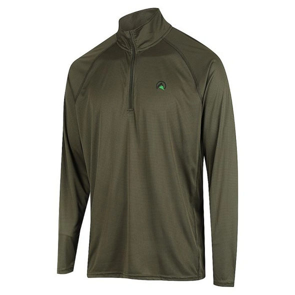 RIDGELINE MENS PERFORMANCE L/S QTR ZIP TOP [CLR:FOREST GREEN SZ:2X-LARGE]