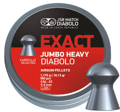 JSB DIABOLO EXACT JUMBO HEAVY 22 PELLETS 18.13GR (500PK)