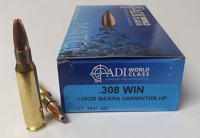 ADI WORLD CLASS 308 WIN 135GR SIERRA HP (20 PK)